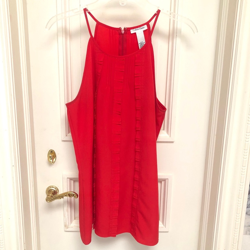 Red Calvin Klein halter neck tank